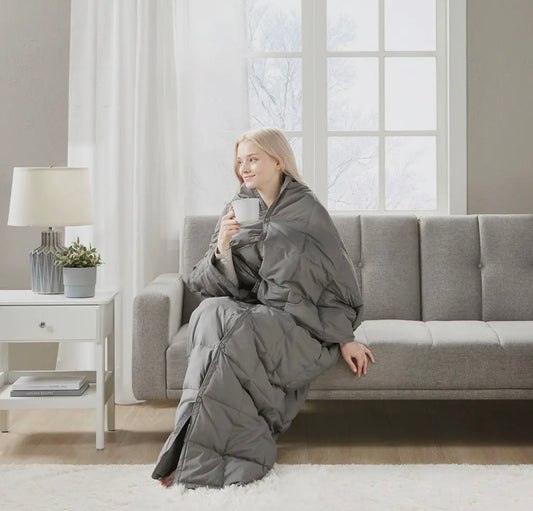 Outdoor Camping Wearable
Blanket Goose Feather & Down,Blue or Grey